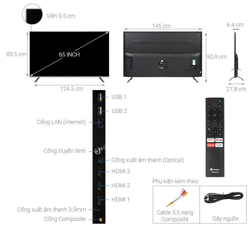 Smart Tivi Casper 4K 65 inch 65UG6000