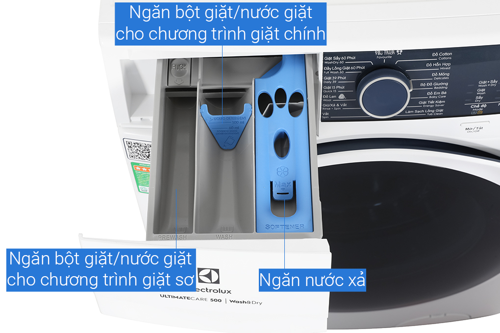 Máy giặt sấy Electrolux Inverter giặt 9 kg - sấy 6 kg EWW9024P5WB